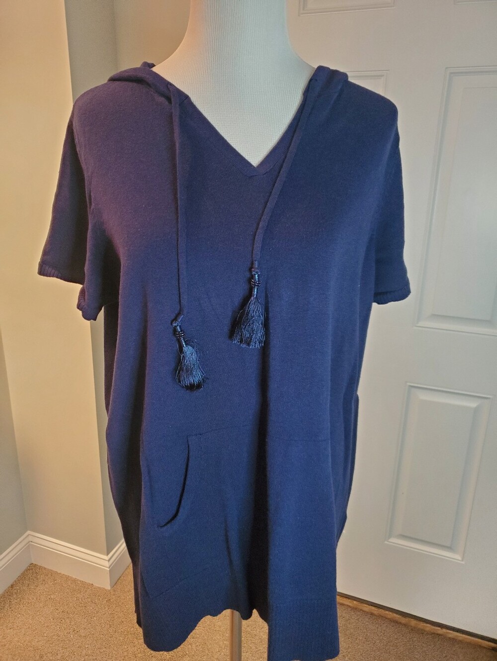 Belle By Kim Gravel Pullover Hooded Sweater With Tassels